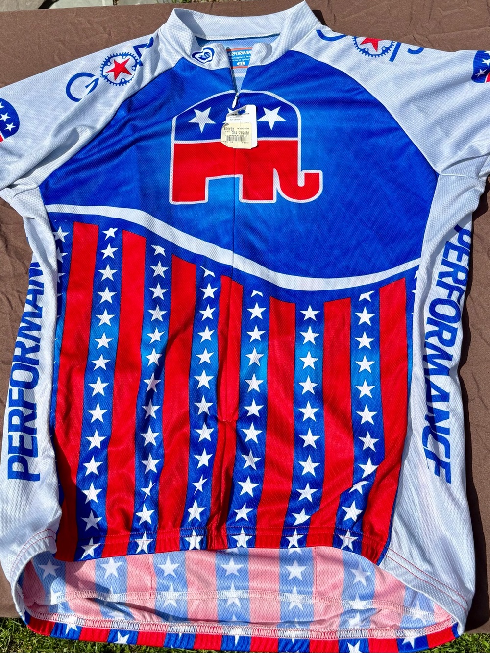 Performance brand Republican Elephant Cycling Jersey - Red, White & Blue